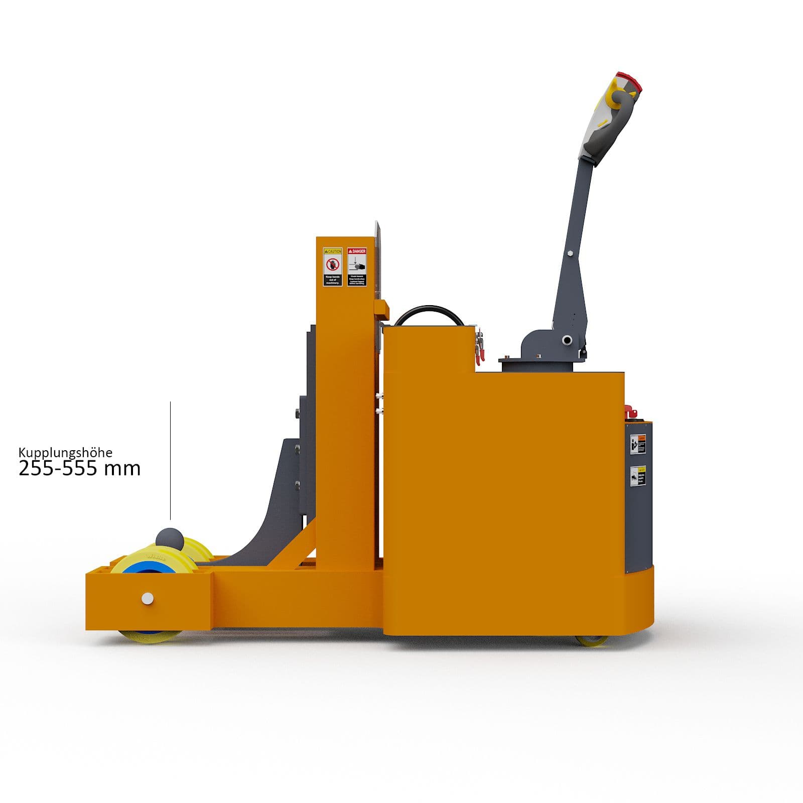 Seitenansicht des Elektroschleppers Jack 12 mit Maßangaben