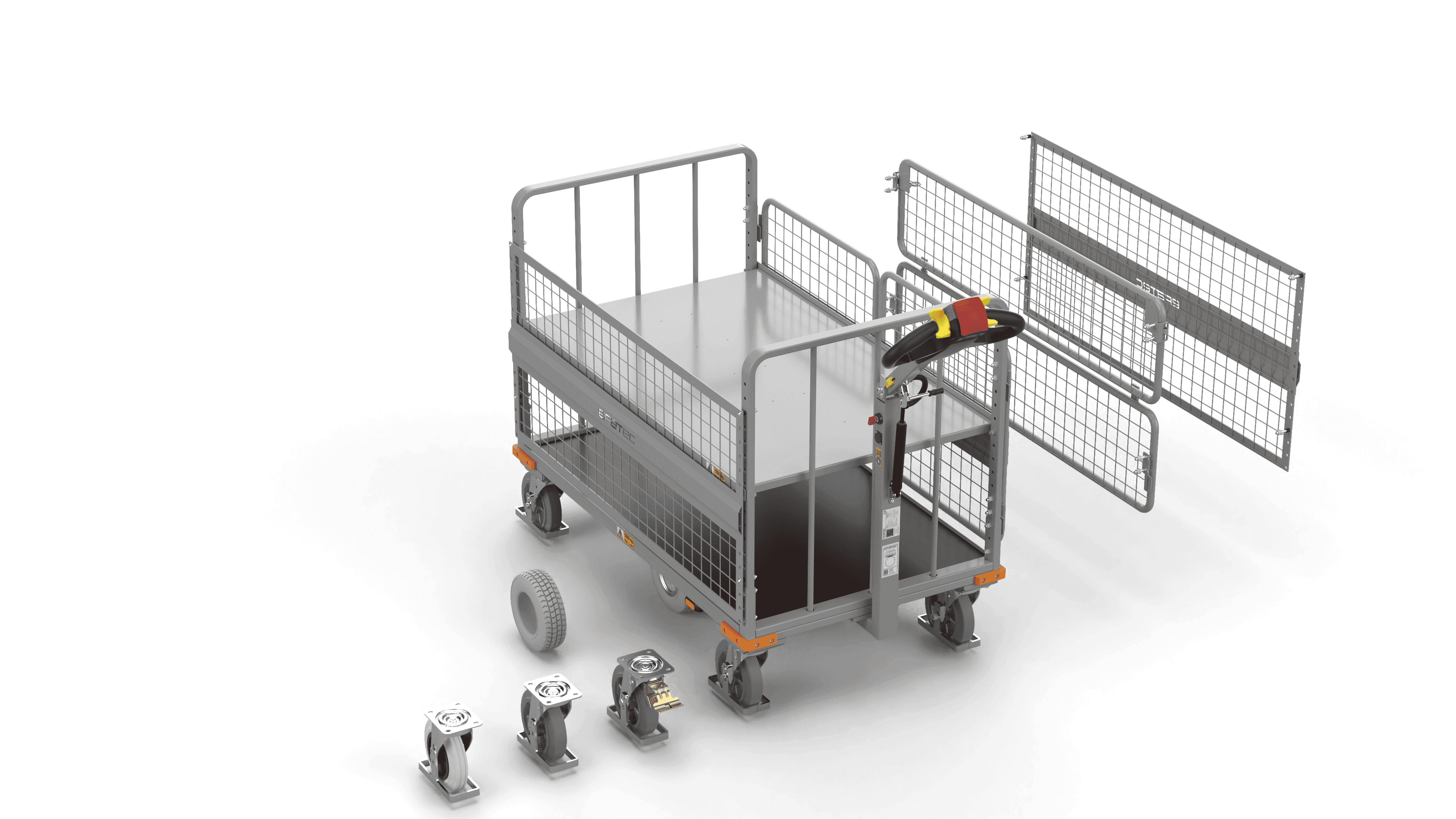 Elektro-Plattformwagen Trolley 500 M XE mit verschiedenen Ausstattungsoptionen und Zubehörkomponenten