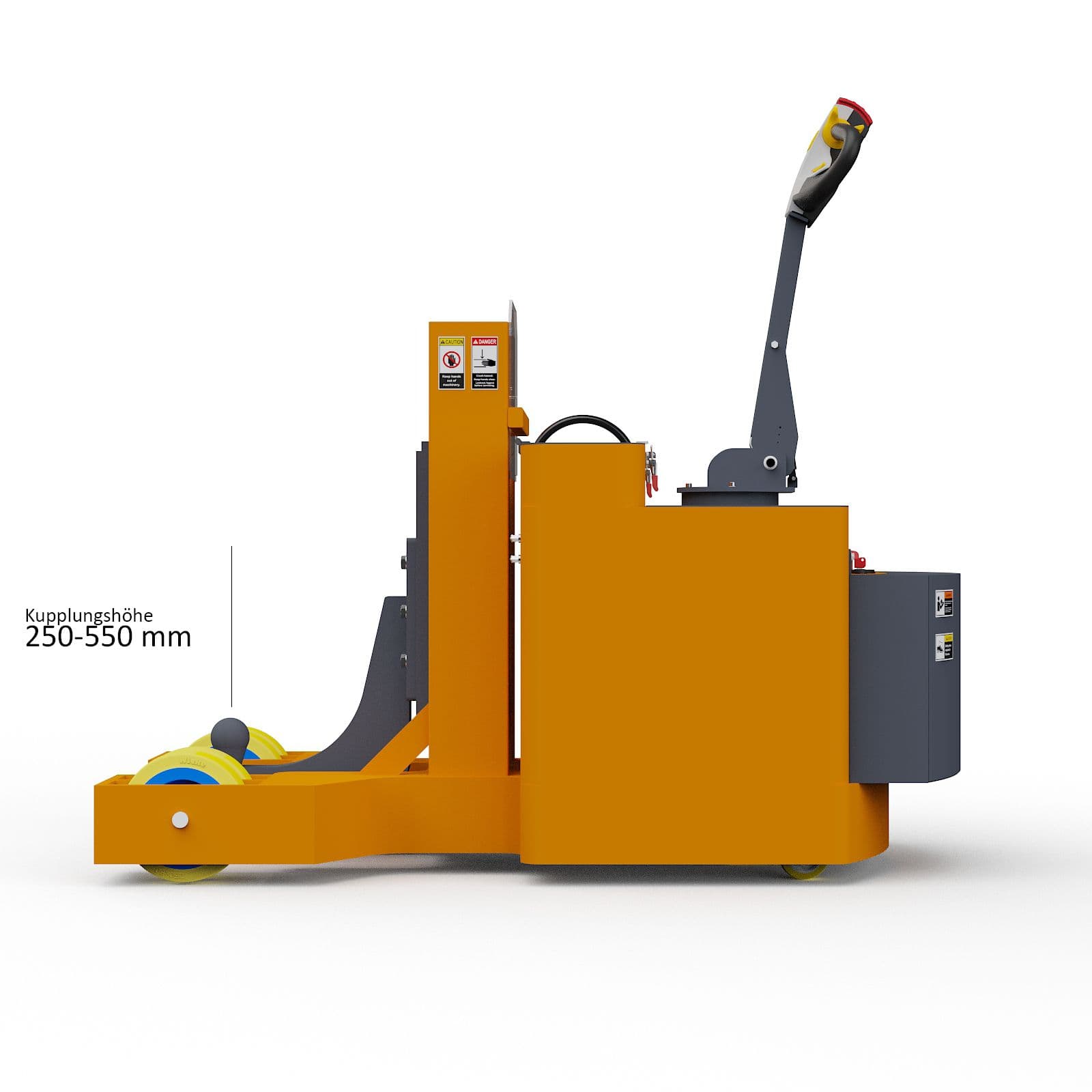 Seitenansicht des Elektroschleppers Jack 16 mit Maßangaben