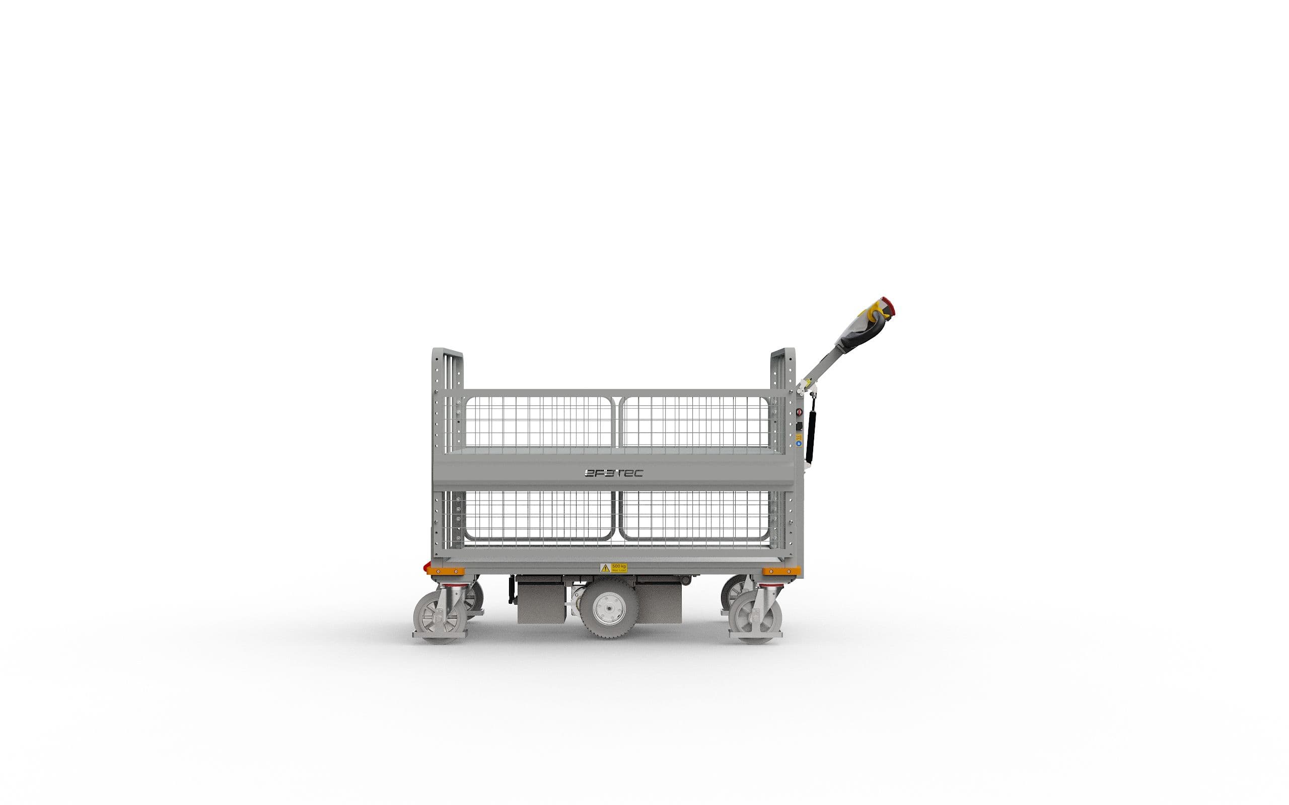 Seitenansicht des Elektro-Plattformwagens Trolley 500 M XE